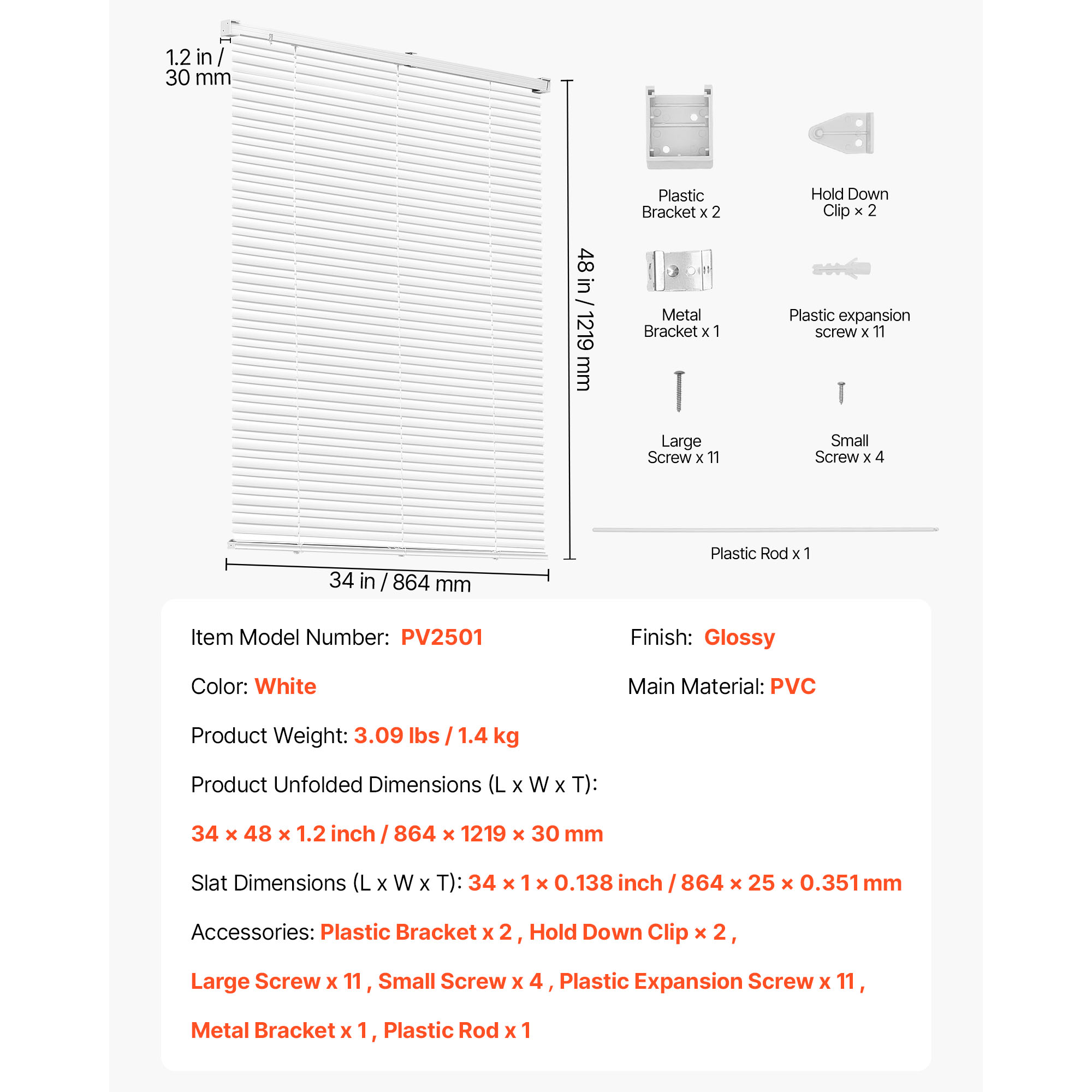 Mini Blinds 35" W X 48" H 1" Slat Cordless Horizontal Light Filtering Mini Blind_voghion.com